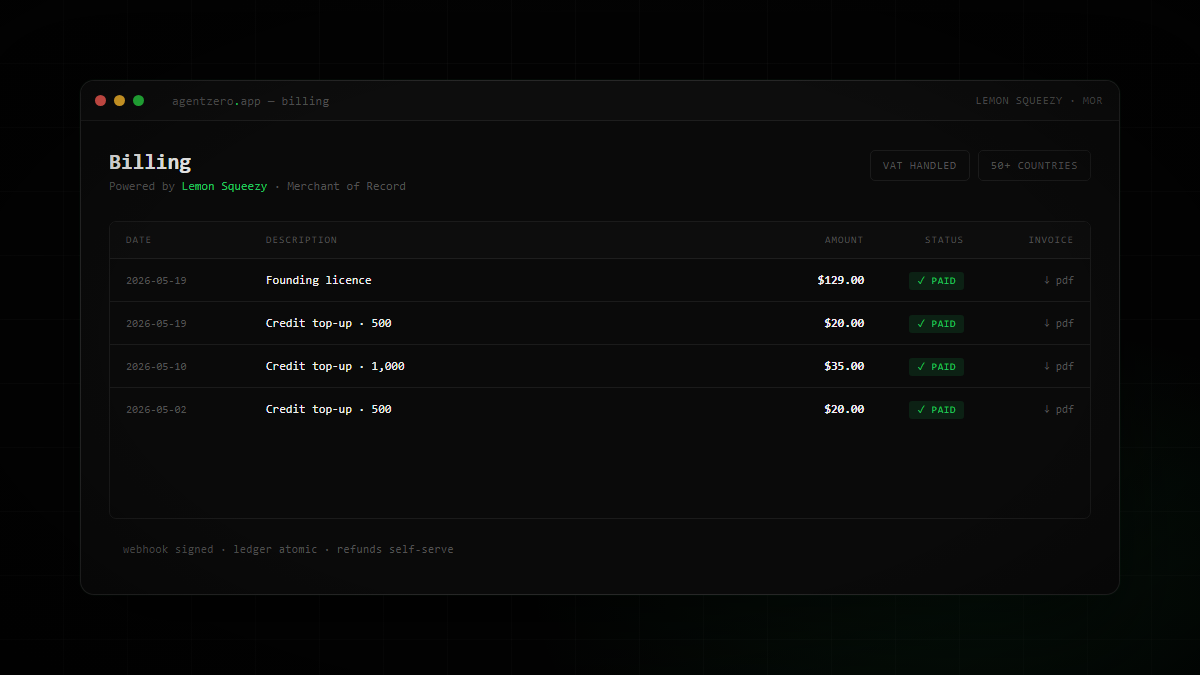 Billing Infrastructure — interface preview